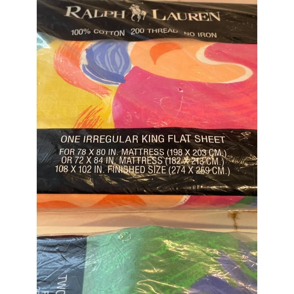 IRREGULAR‎ Vintage Ralph Lauren Costa Paradiso King Flat Sheet & 2 Pillowcases